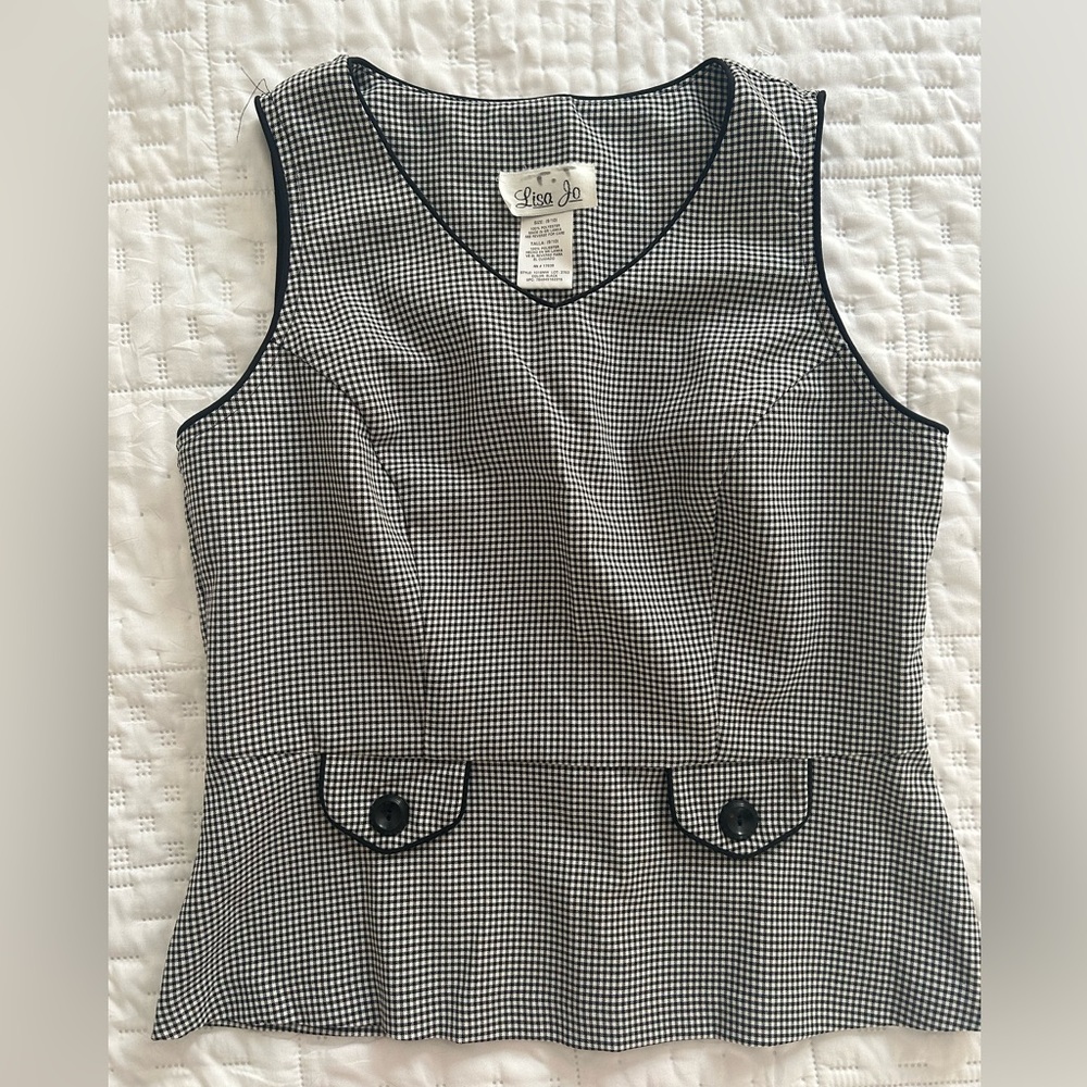 Cute navy blue and white checkered shirt